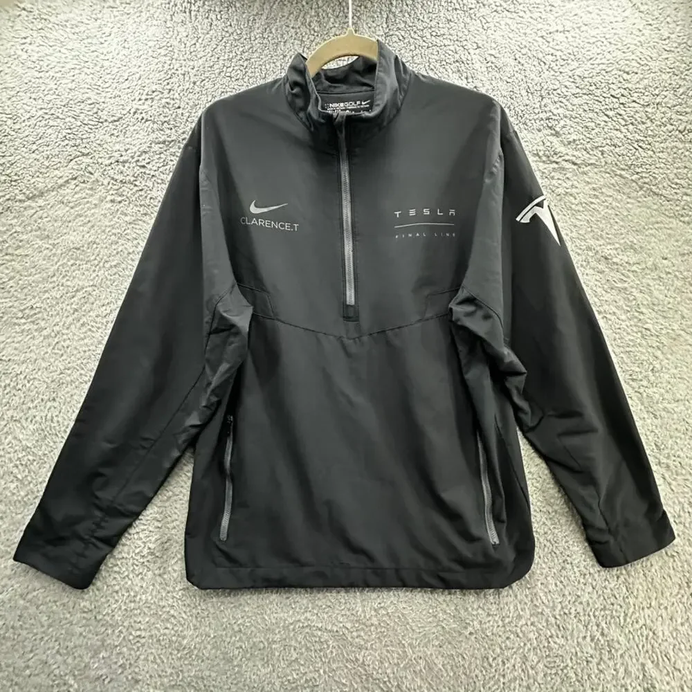 Nike Golf Dri-Fit Men's Black Medium Tesla 1/4 Zip Pullover Activewear Outdoor